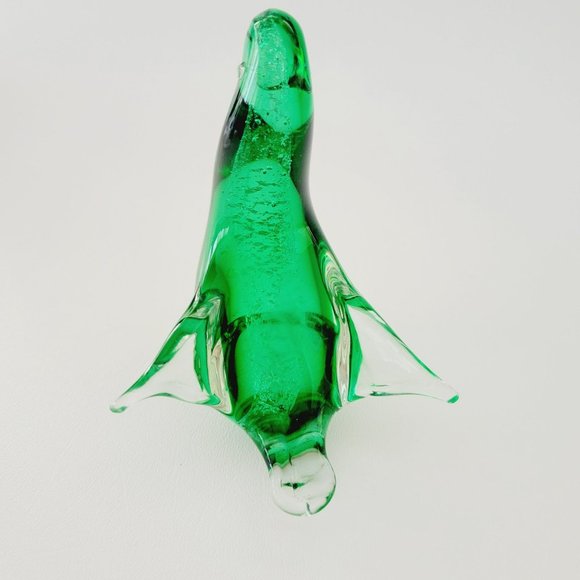 Venetian Glass Penguin Green Figurine Paperweight Made in Italy Animal Decor - Picture 4 of 11